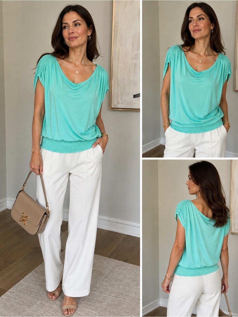 Patrizia Pepe Turquoise Draped Top Size 1 (S)